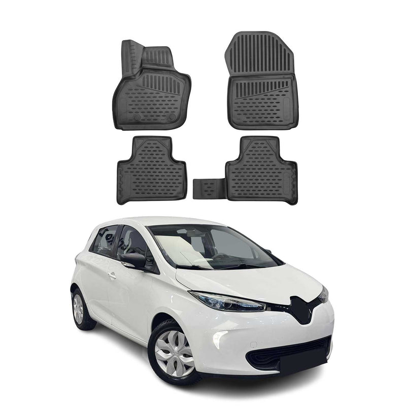 Tappetini Renault Zoe 2012-2021 in TPE Nero 4 pezzi