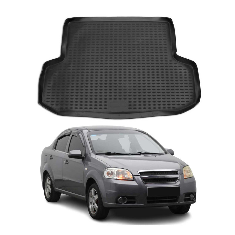 Tappetino per bagagliaio per Chevrolet Aveo 2004-2012 in gomma TPE nero