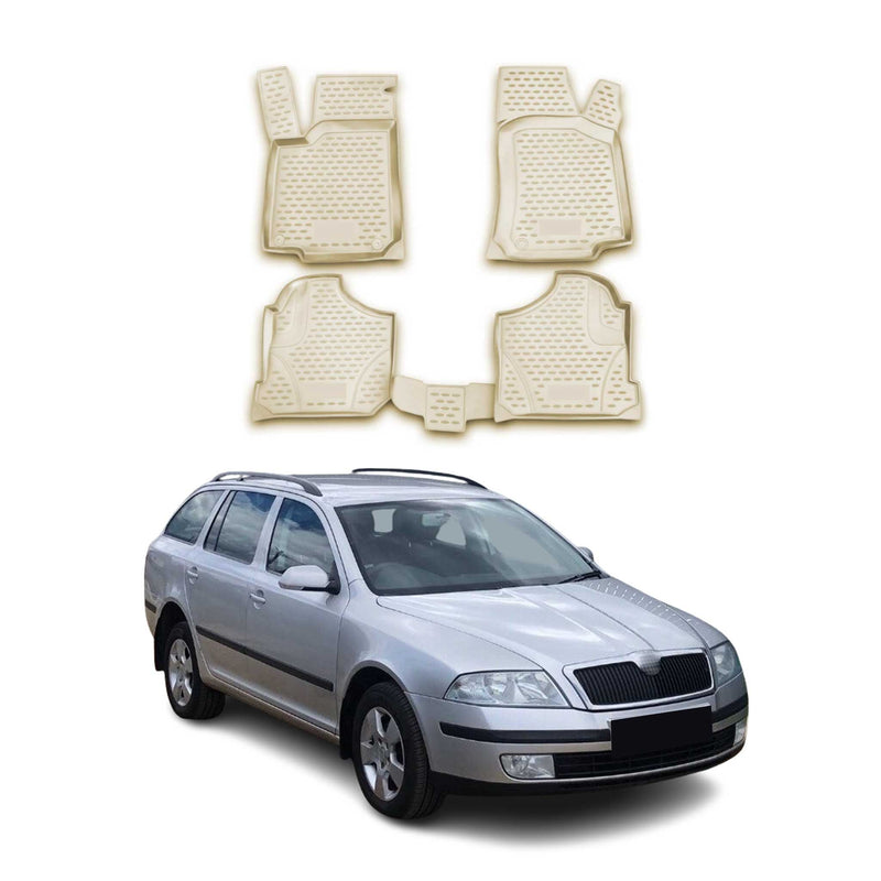 Tappetini in gomma beige per Skoda Octavia Tour 2005-2010, 4 pezzi.