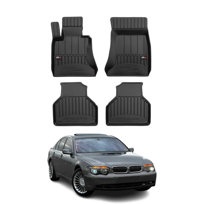 Tappetini in TPE neri per BMW Serie 7 E65 E66 E67 2001-2009, 4 pezzi