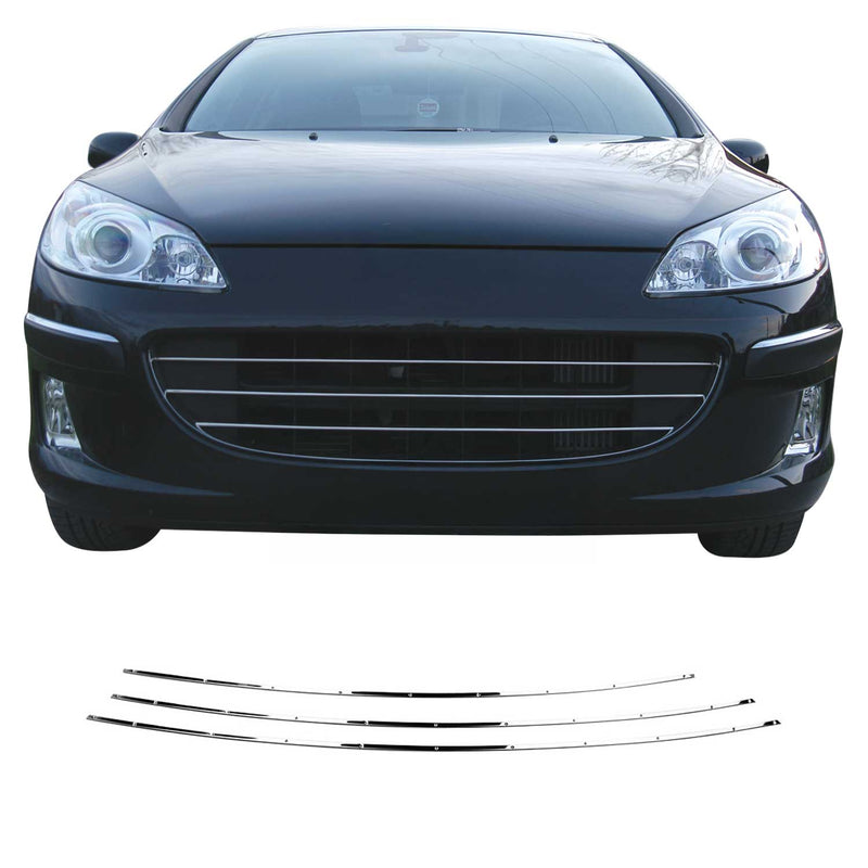 Strisce griglia radiatore griglia anteriore per Peugeot 407 2004-2011 acciaio inox cromato 3x