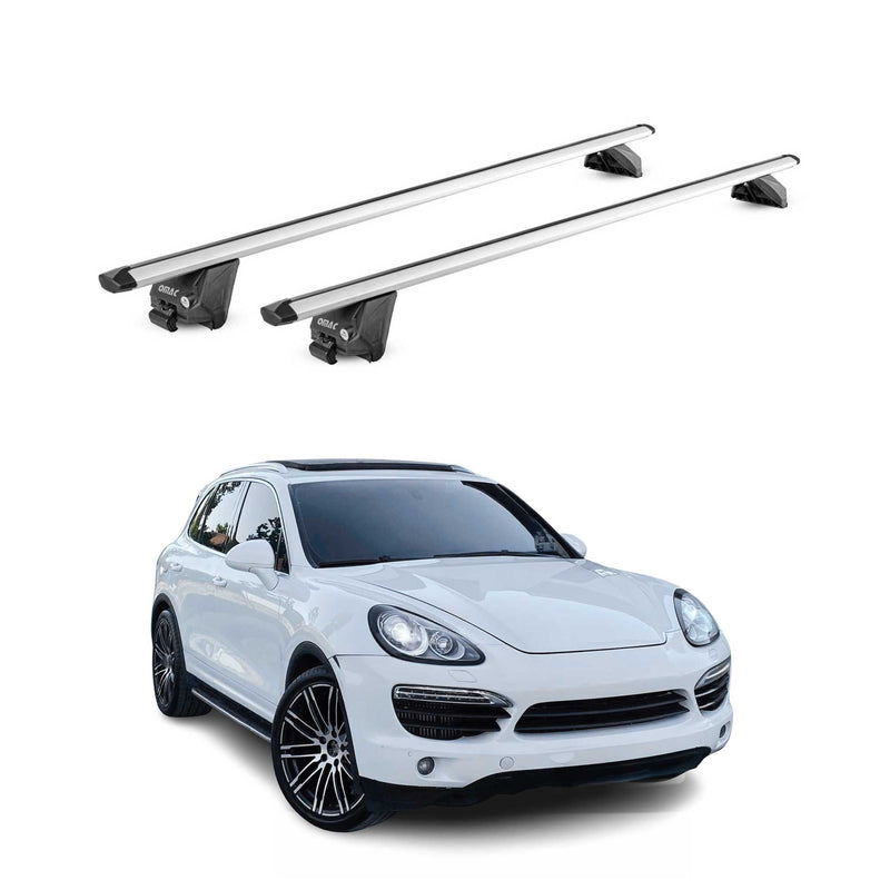 Portapacchi da tetto per Porsche Macan 95B 2015-2025 grigio alluminio 2 pezzi ABE