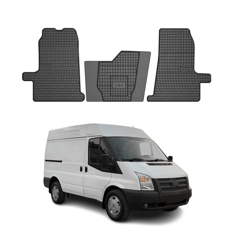 Tappetini in gomma neri per Ford Transit 2000-2013, 3 pezzi