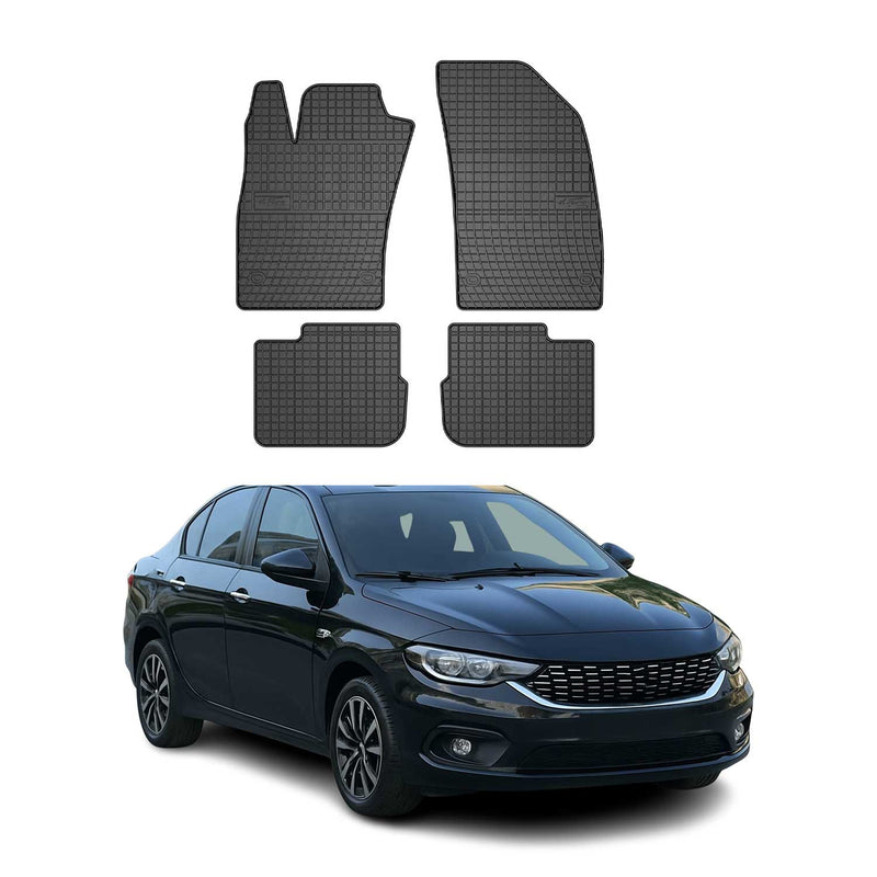 Tappetini in gomma per Fiat Tipo Notchback 2015-2020, neri, 4 pezzi