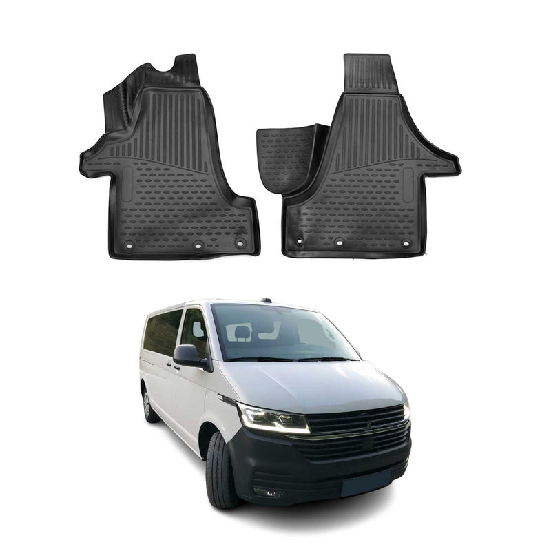 Tappetini in gomma neri per VW T6 T6 .1 Transporter 2015-2024, 2 pezzi