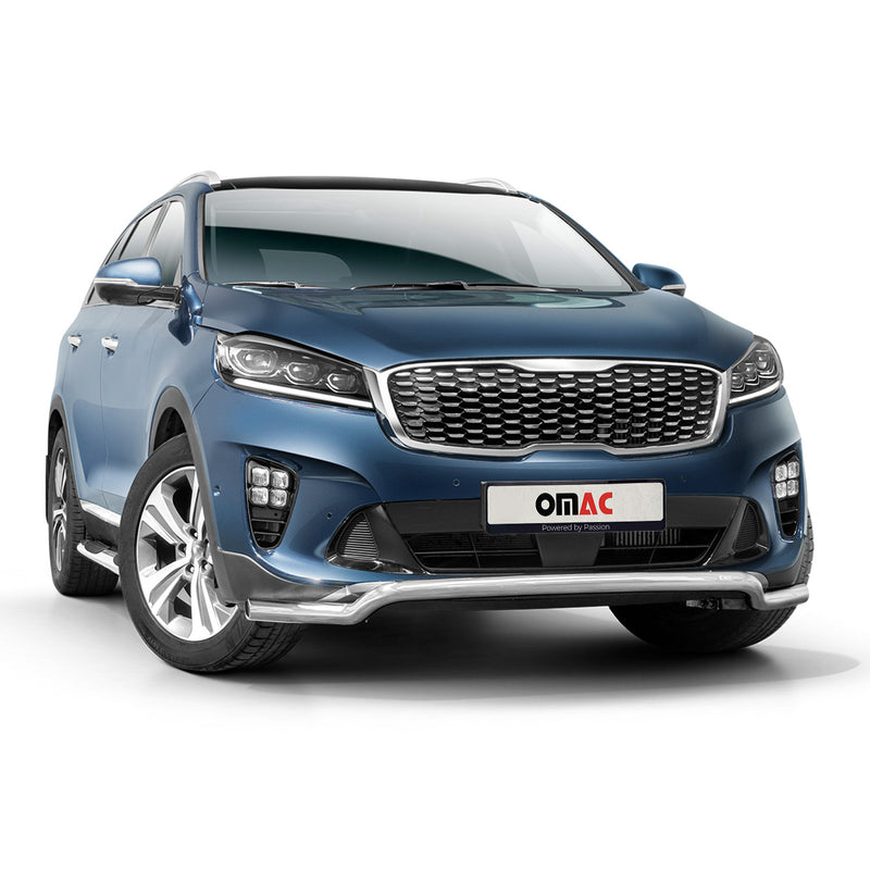 Protezione anteriore per Kia Sorento 2018-2025 bassa con ABE acciaio argento