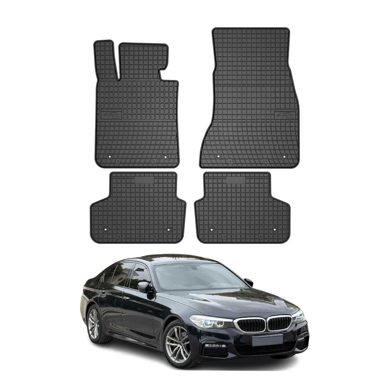 Tappetini in gomma neri per BMW Serie 5 Berlina Touring G30 G31 2017-2024, 4 pezzi
