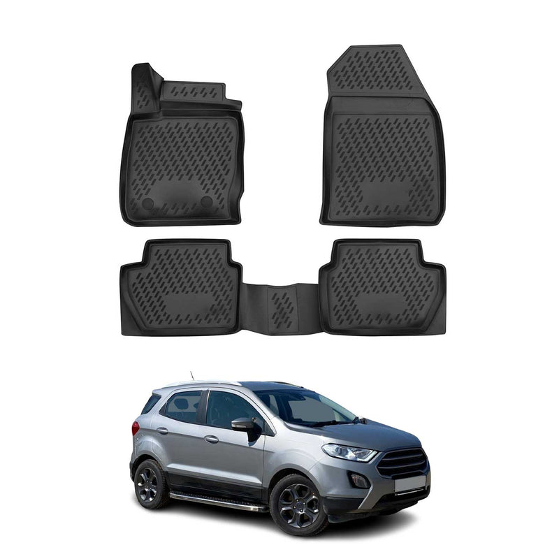 Set tappetini e vaschetta per bagagliaio per Ford Ecosport 2014-2017 in gomma TPE nero 5 pezzi
