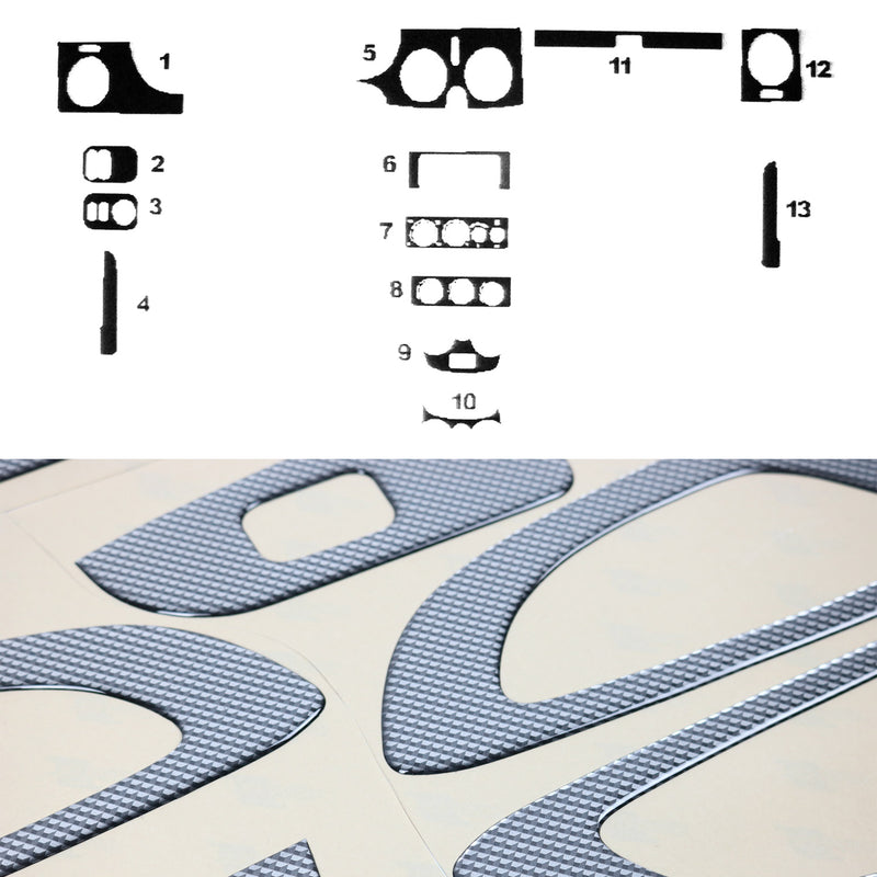 Decorazione interna abitacolo per Renault Kangoo I 1998-2023 effetto carbonio 13x