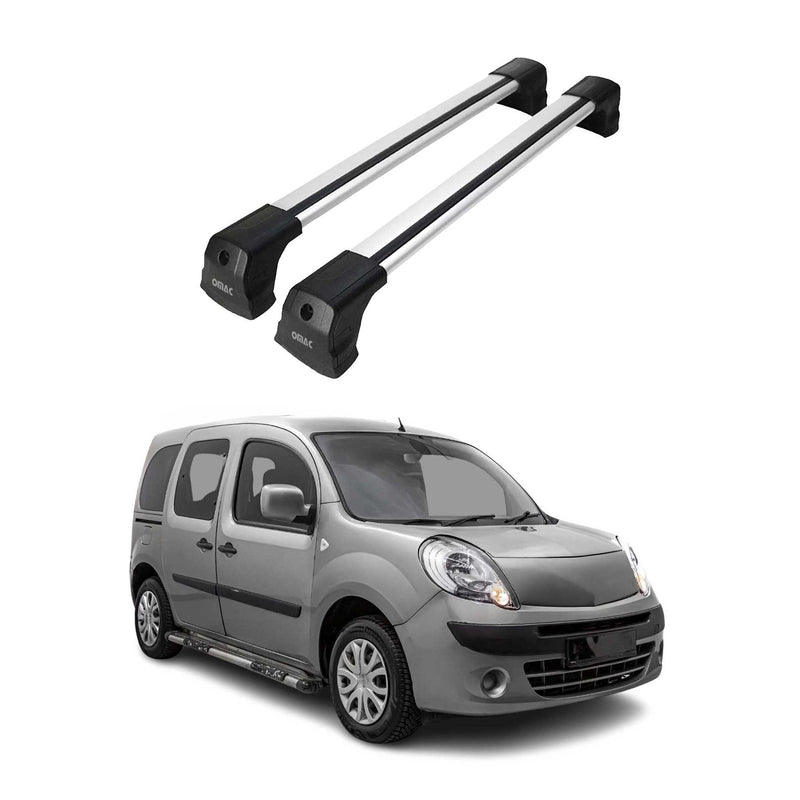 Portapacchi da tetto per Renault Kangoo 2 2008-2024 portapacchi base in alluminio argento 2x