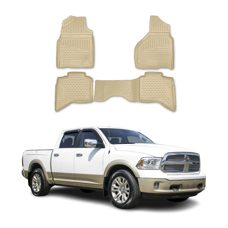 Tappetini in gomma beige per Dodge RAM 1500, 2500 e 3500 Quad Cab 2012-2018, 4 pezzi