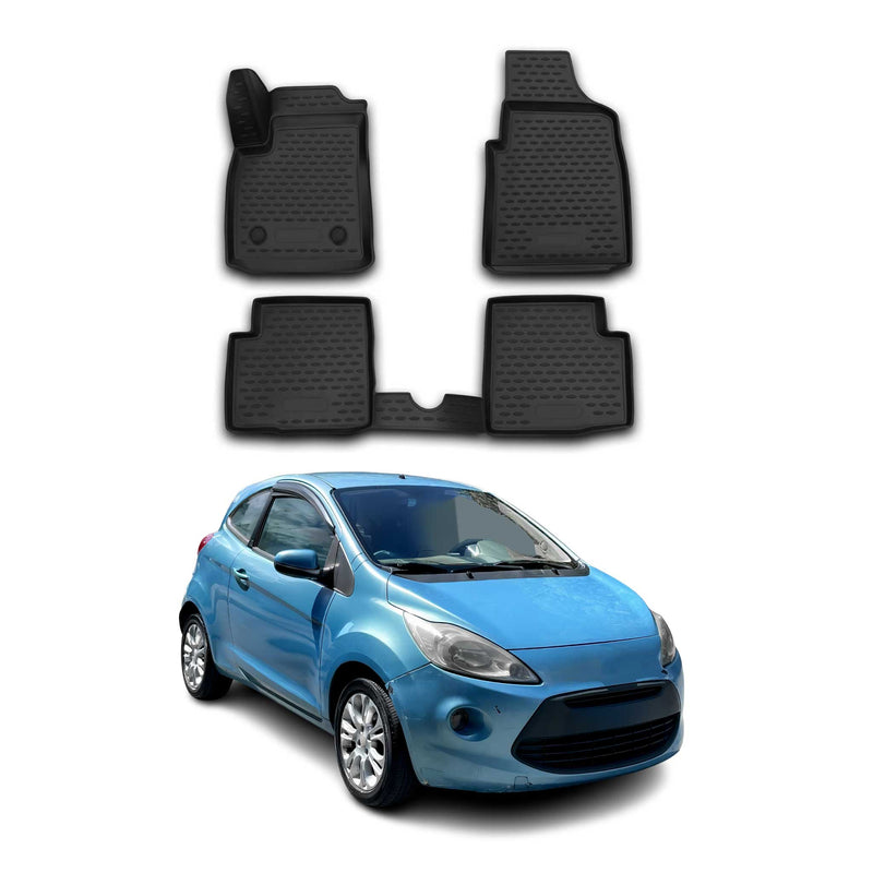 Tappetini Ford Ka 2008-2021 in TPE nero, 4 pezzi