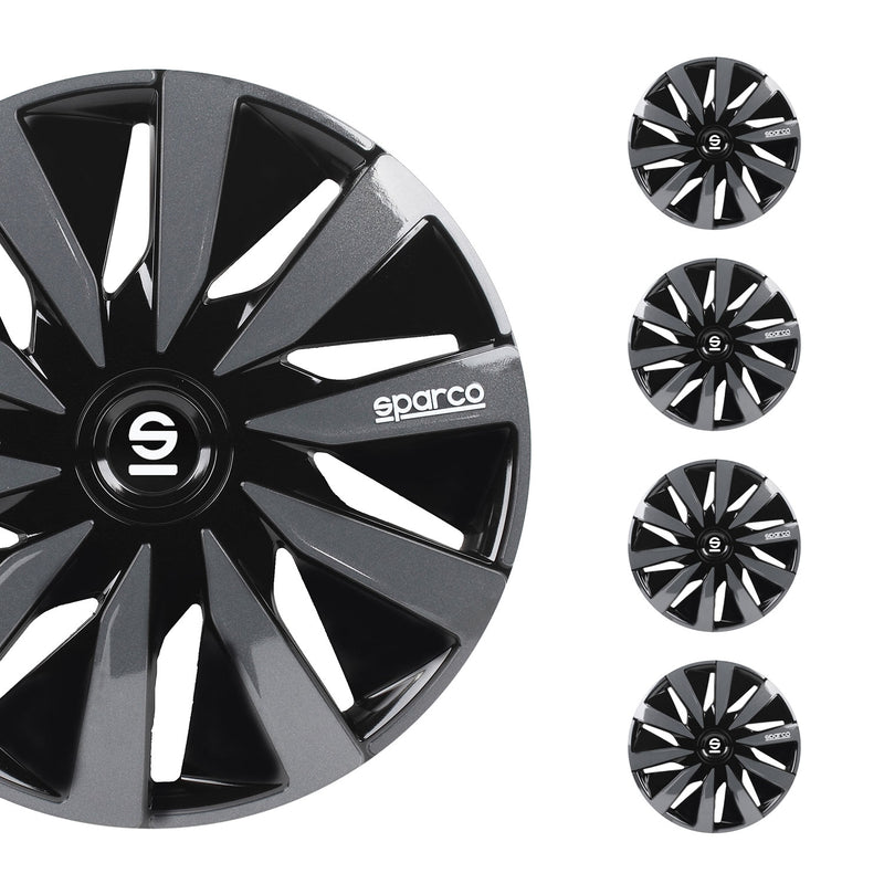 Coprimozzi Sparco 14 pollici Lazio Nero Grigio 4 pezzi