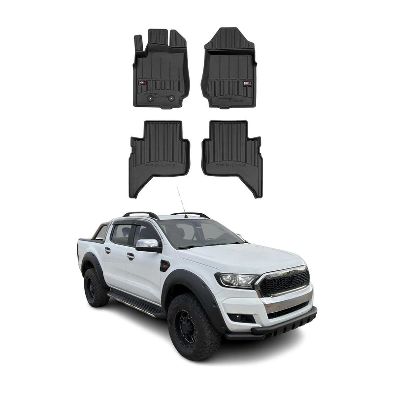 Tappetini Ford Ranger 2011-2024 TPE Nero 4 pezzi