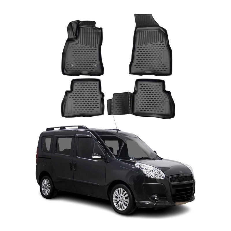 Tappetini Fiat Doblo 2010-2021 TPE Nero 4 pezzi
