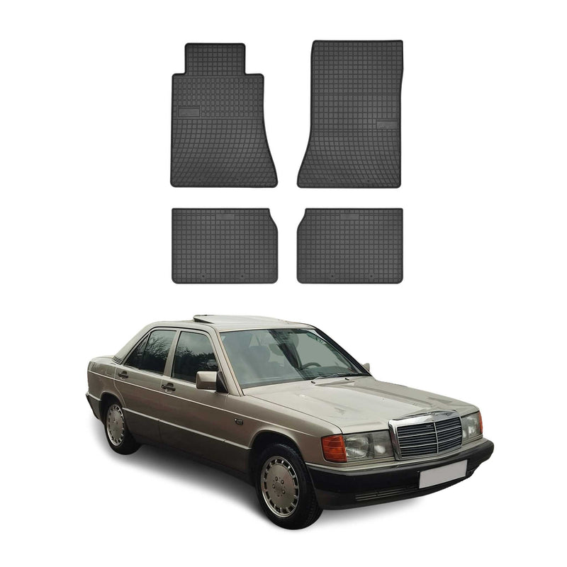 Tappetini in gomma neri per Mercedes W124 1984-1997, 4 pezzi