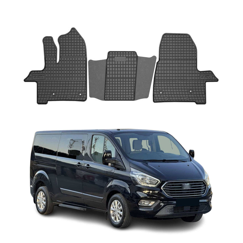 Tappetini sportivi in gomma neri per Ford Transit Custom Van 2017-2020, 3 pezzi