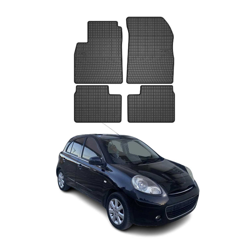 Tappetini in gomma neri per Nissan Micra K13 2010-2016, 4 pezzi