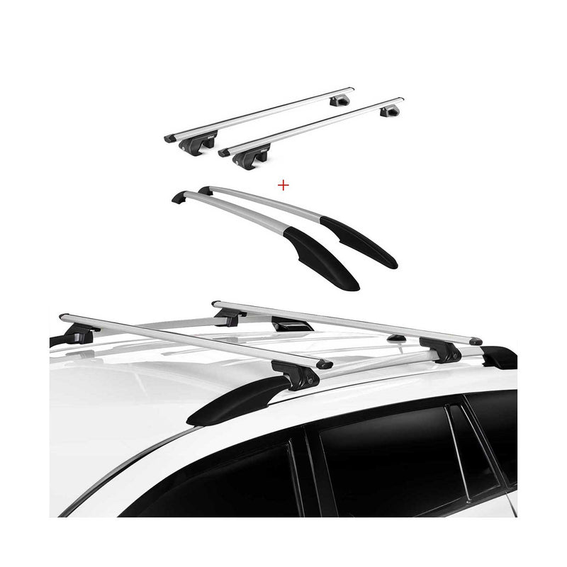 Barre portatutto + set barre portatutto per Ford Kuga 2012-2019 Alu Silver 4x