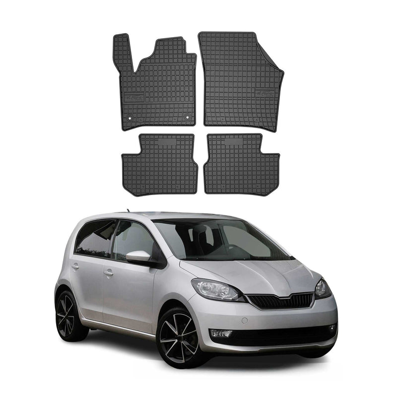 Tappetini in gomma neri per Skoda e-Citigo 2019-2025, 4 pezzi