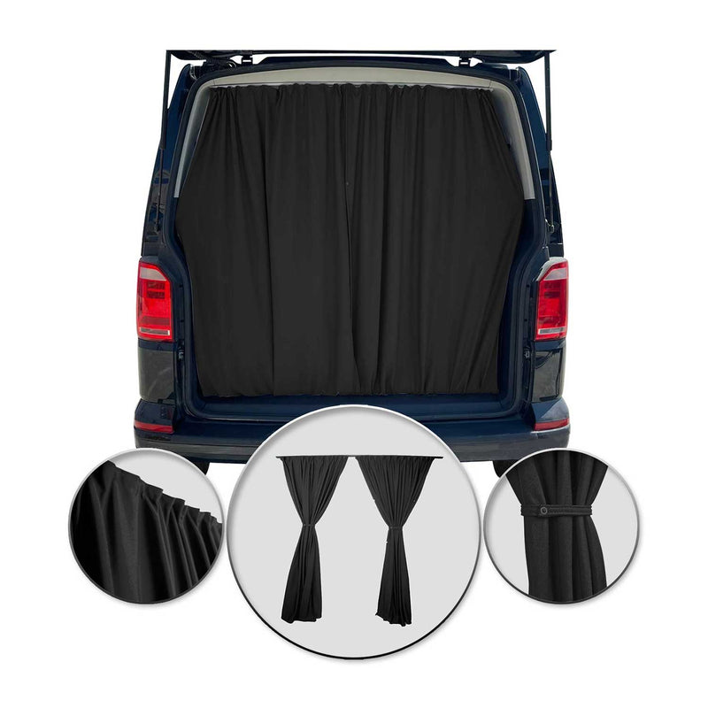 Maß Gardinen für VW T5 Transporter L1 L2 Heckklappe Vorhänge Schwarz