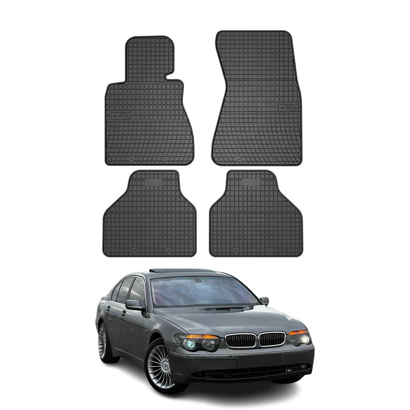 Tappetini in gomma neri per BMW Serie 7 E65 E66 E67 2001-2009, 4 pezzi