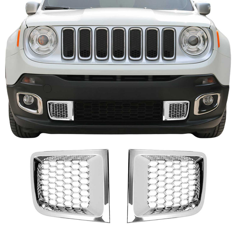 Strisce griglia per Jeep Renegade 2014-2024 Cromate ABS Argento 2x