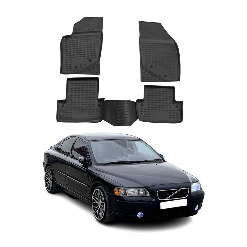 Tappetini per Volvo S60 2000-2009 in TPE nero, 4 pezzi