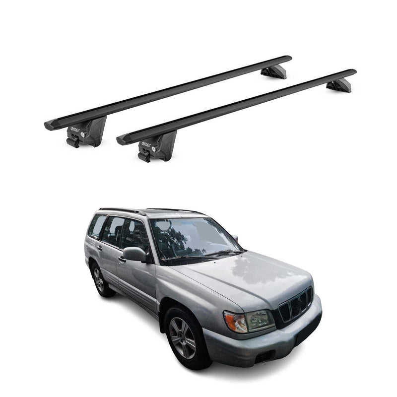 Portapacchi da tetto per Subaru Forester SF 1997-2002 Alu Nero 2x ABE