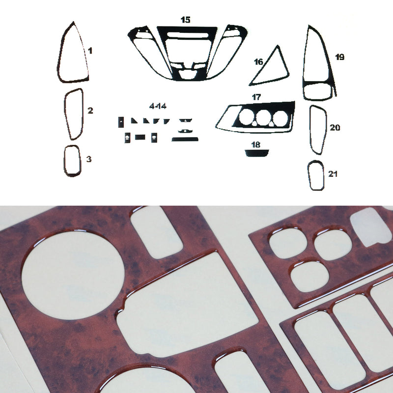 Decorazione interna abitacolo per Ford Tourneo Custom 2012-2023 effetto radica 22x