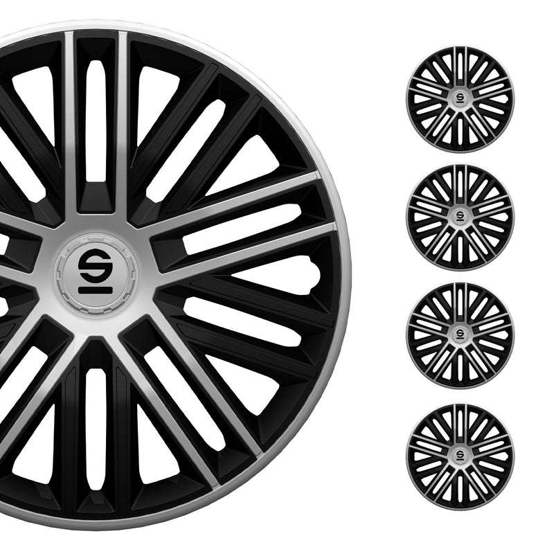 Coprimozzi Sparco 16 pollici Bergamo Nero Argento 4 pezzi