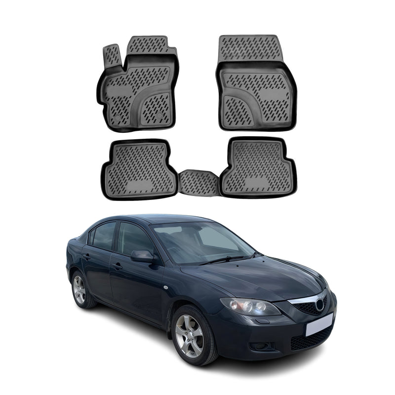 Tappetini Mazda 3 2003-2009 in TPE nero, 4 pezzi