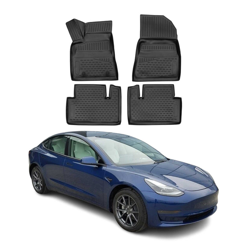Tappetini in TPE neri per Tesla Model 3 2017-2024, 4 pezzi