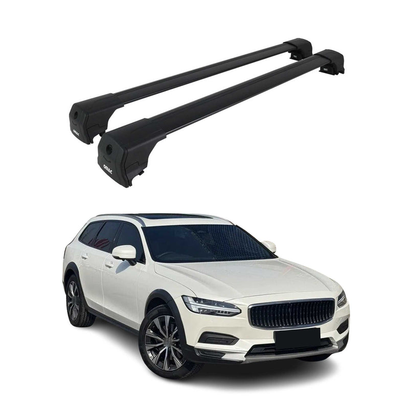 Portapacchi da tetto per Volvo V90 V90 Cross Country 2017-24 ABE Nero