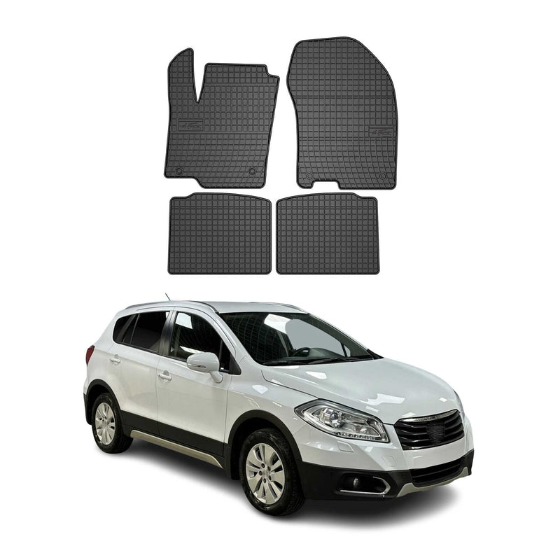 Tappetini in gomma neri per Suzuki SX4 S-Cross 2013-2018, 4 pezzi.