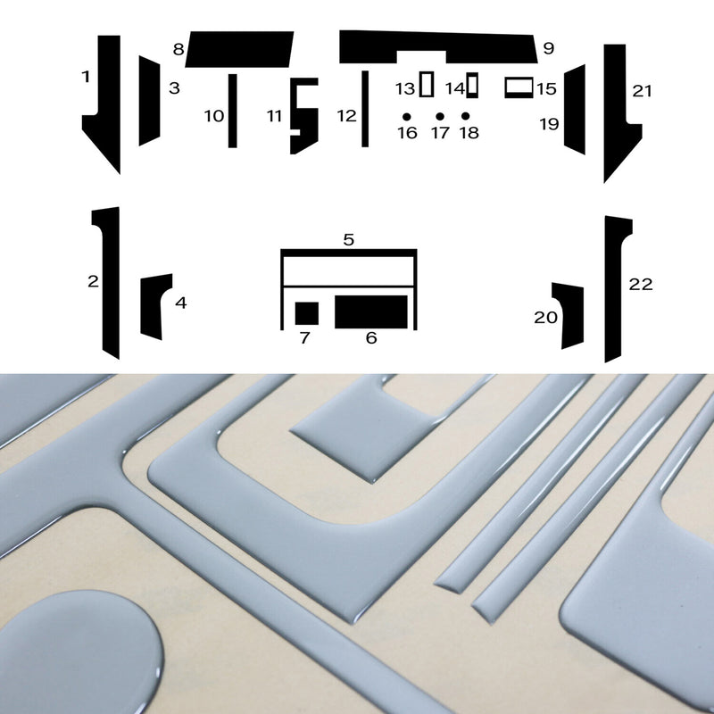 Decorazione interna abitacolo per BMW Serie 5 E34 1987-1995 look alluminio 22 pezzi