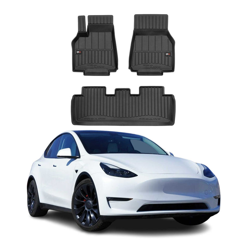 Tappetini Tesla Model Y 2020-2024 in TPE nero, 3 pezzi