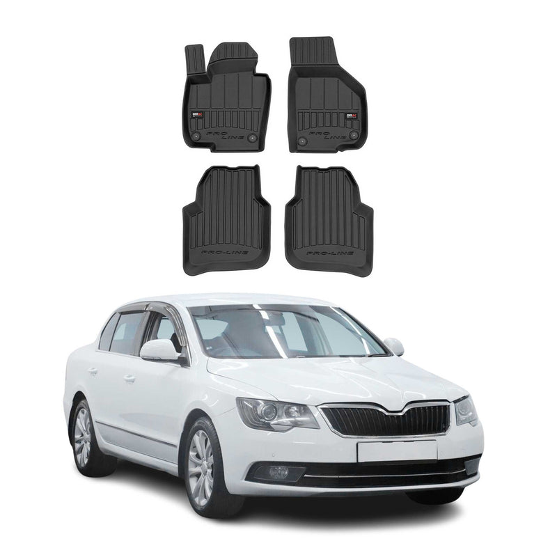 Tappetini Skoda Superb 2008-2015 in TPE nero, 4 pezzi