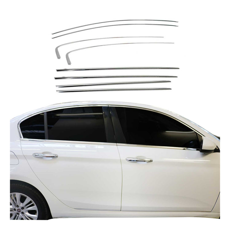 Strisce decorative per finestrini per Fiat Tipo 2015-2025 Limo Hatchback Cromate 8 pezzi