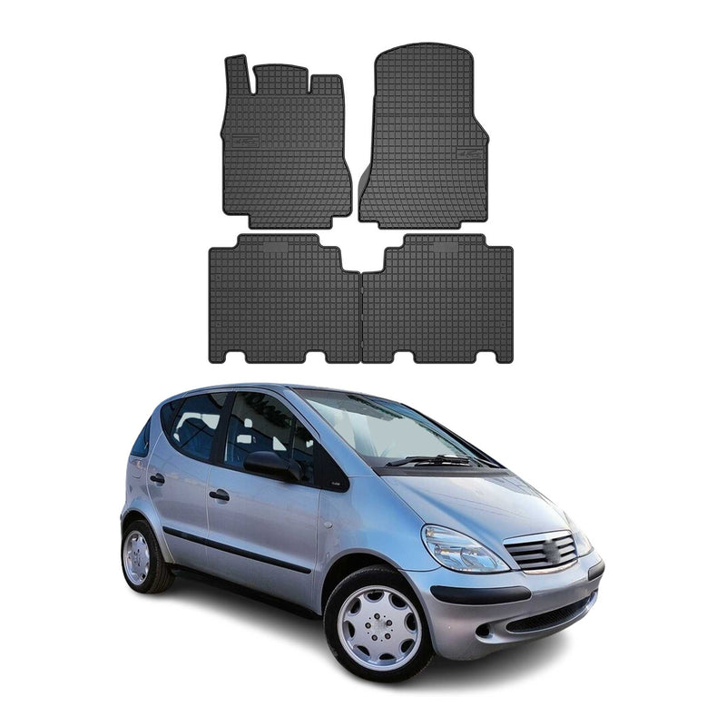 Tappetini lunghi in gomma neri per Mercedes Classe A V168 2001-2004, 4 pezzi