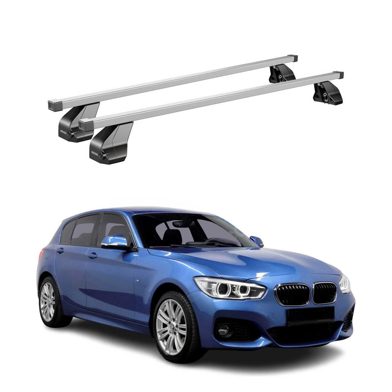 Portapacchi in acciaio Menabo per BMW Serie 1 F20 2011-2019, in acciaio argento, 2 pezzi