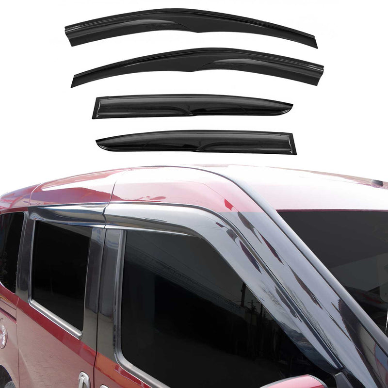 4 deflettori d'aria e deflettori antipioggia per Ford Tourneo Courier 2014-2024 in acrilico scuro