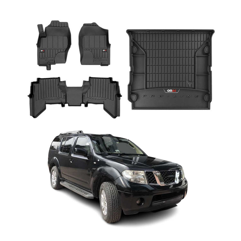Tappetini e vaschetta per bagagliaio OMAC per Nissan Pathfinder 2005-2014, terza fila, in gomma