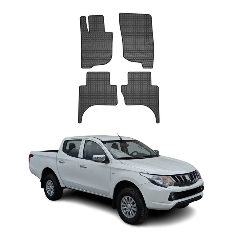 Tappetini Mitsubishi L200 2014-2024 in TPE nero, 4 pezzi