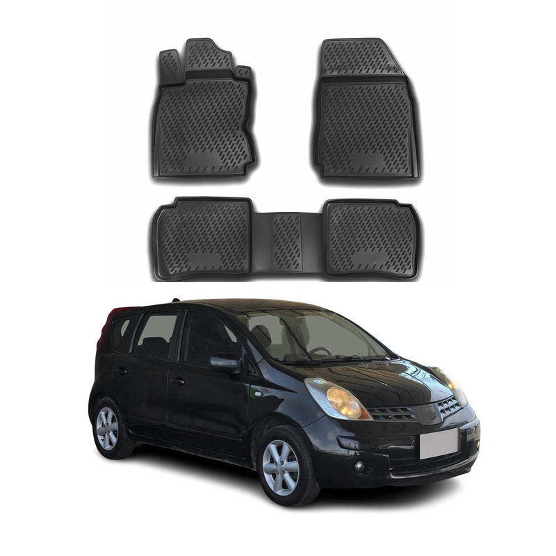 Tappetini Nissan Note 2005-2013 in TPE nero, 4 pezzi