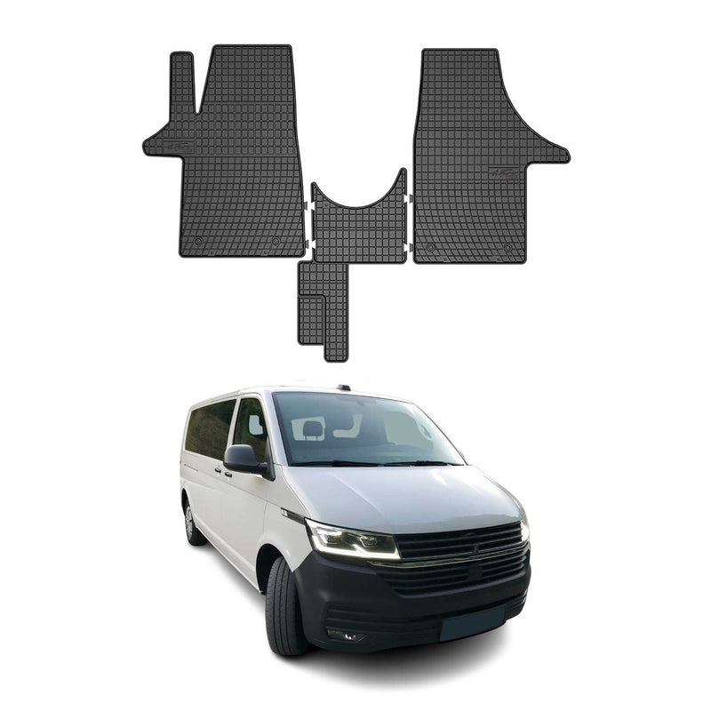 Tappetini in gomma neri per VW T6 T6 .1 Transporter 2015-2024, 3 pezzi.