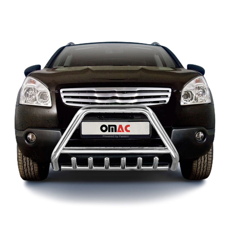 Protezione anteriore per Nissan Qashqai +2 2007-2010 con ABE acciaio argento