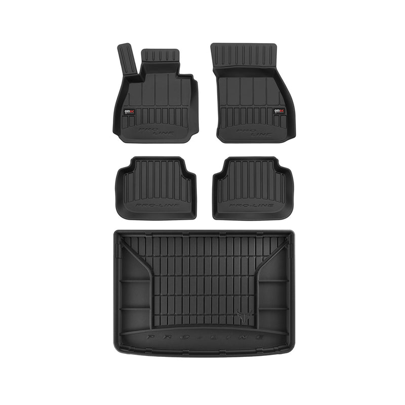 OMAC Fußmatten & Kofferraumwanne Set für Mini Clubman 2014-2025 Gummi Schwarz 5x