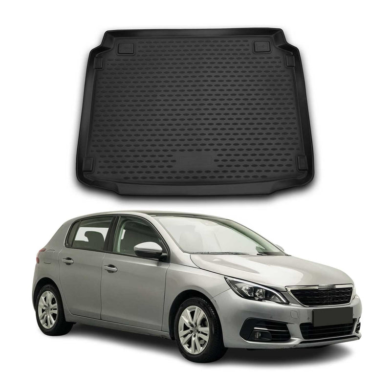 Tappetino per bagagliaio per Peugeot 308 2014-2021 in gomma TPE Nero