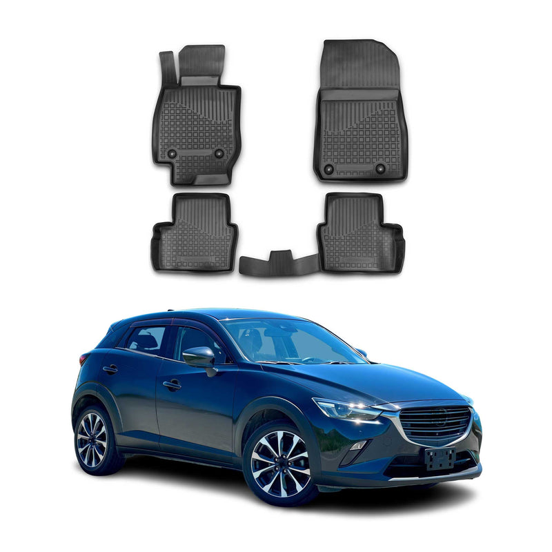 Tappetini Mazda CX-3 2015-2024 in TPE nero, 4 pezzi